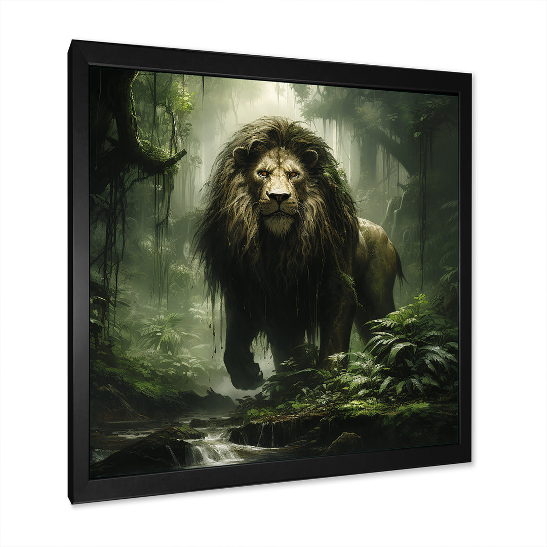 Brown and green Jungle lion Monarch - Lion Wall Art Prints
