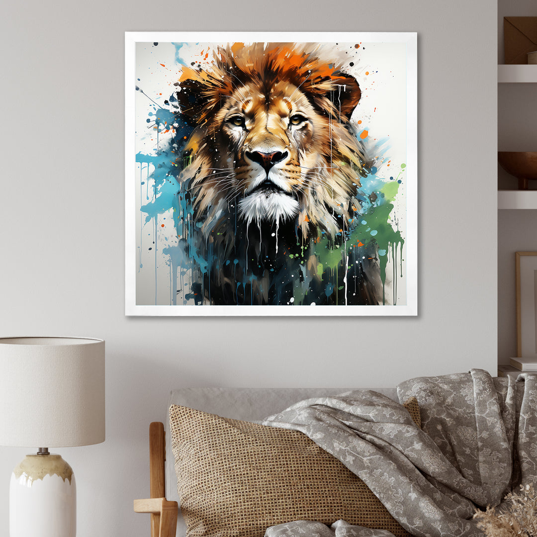 Brown and green Monarch portrait - Lion Wall Art Prints