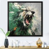 Grey and Green Roaring Lion Charm - Brown Lion Wall Art