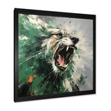 Grey and Green Roaring Lion Charm - Brown Lion Wall Art