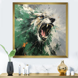 Grey and Green Roaring Lion Charm - Brown Lion Wall Art