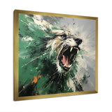 Grey and Green Roaring Lion Charm - Brown Lion Wall Art