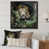 Grey and Green Lion in Jungle - Brown Lion Wall Art