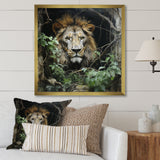 Grey and Green Lion in Jungle - Brown Lion Wall Art