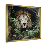 Grey and Green Lion in Jungle - Brown Lion Wall Art