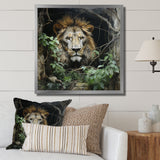 Grey and Green Lion in Jungle - Brown Lion Wall Art