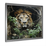 Grey and Green Lion in Jungle - Brown Lion Wall Art