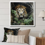 Grey and Green Lion in Jungle - Brown Lion Wall Art
