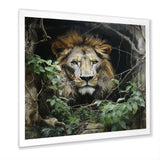 Grey and Green Lion in Jungle - Brown Lion Wall Art