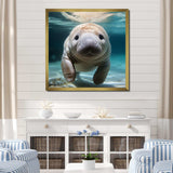 Curious Manatee gaze III - Animals Canvas Wall Art