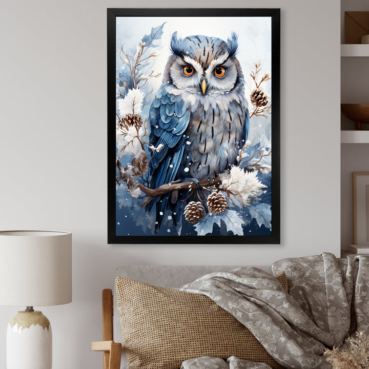 Winters owl gaze serenity - Owl Bedroom Wall Art