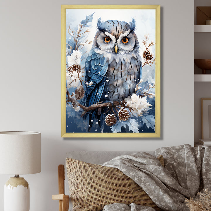 Winters owl gaze serenity - Owl Bedroom Wall Art