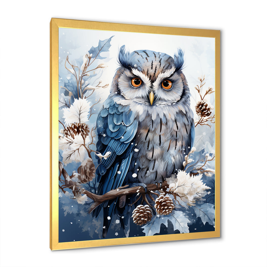 Winters owl gaze serenity - Owl Bedroom Wall Art