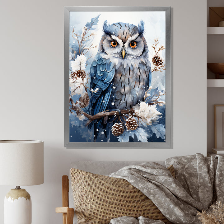 Winters owl gaze serenity - Owl Bedroom Wall Art