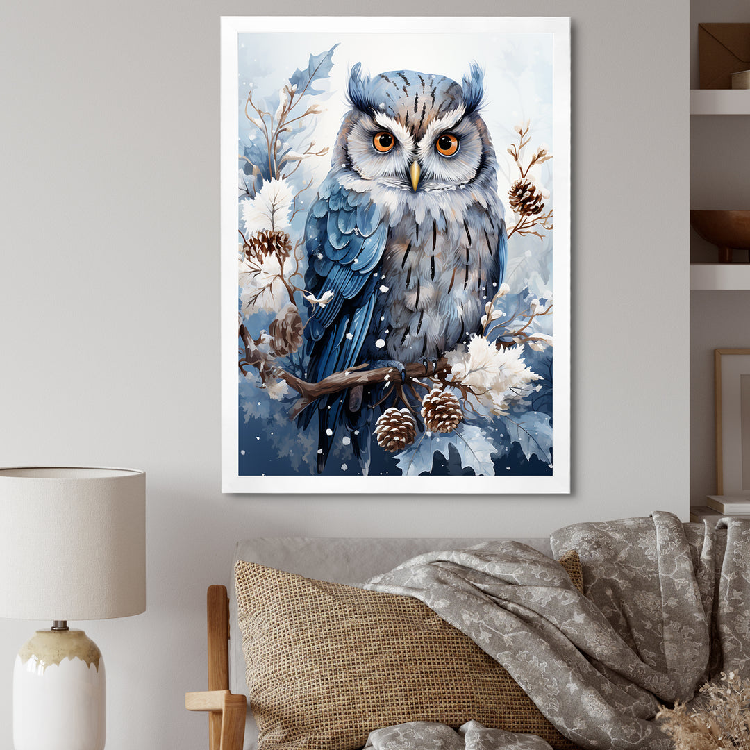 Winters owl gaze serenity - Owl Bedroom Wall Art