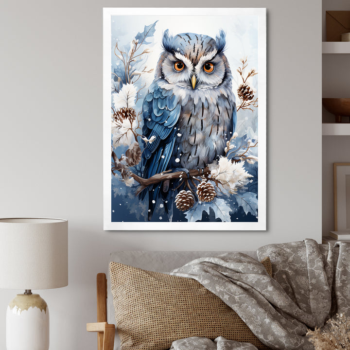 Winters owl gaze serenity - Owl Bedroom Wall Art