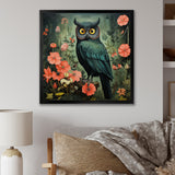 Emerald Owl Matisse Style in Green and Pink - Owl Wall Art Prints