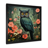 Emerald Owl Matisse Style in Green and Pink - Owl Wall Art Prints