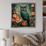 Emerald Owl Matisse Style in Green and Pink - Owl Wall Art Prints