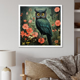 Emerald Owl Matisse Style in Green and Pink - Owl Wall Art Prints