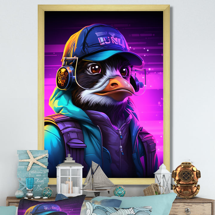 DJ Penguin Wild nightlife - Penguin Bedroom Wall Art