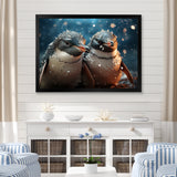 Penguin Festive Gathering - Penguin Canvas Wall Art