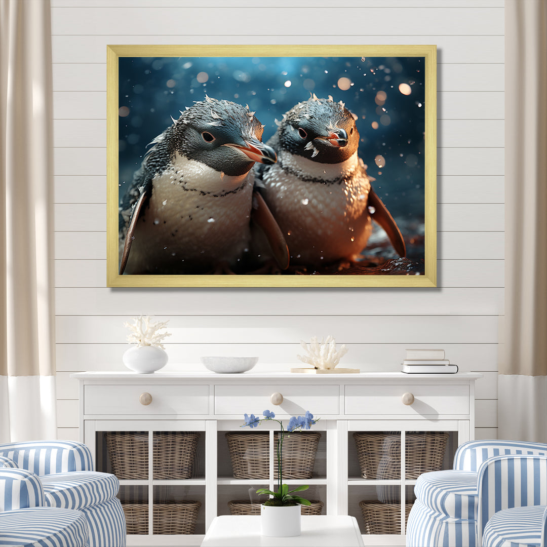 Penguin Festive Gathering - Penguin Canvas Wall Art
