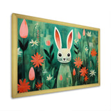 Green and pink Rabbit flower meadows - Rabbit Large Canvas Wall Art