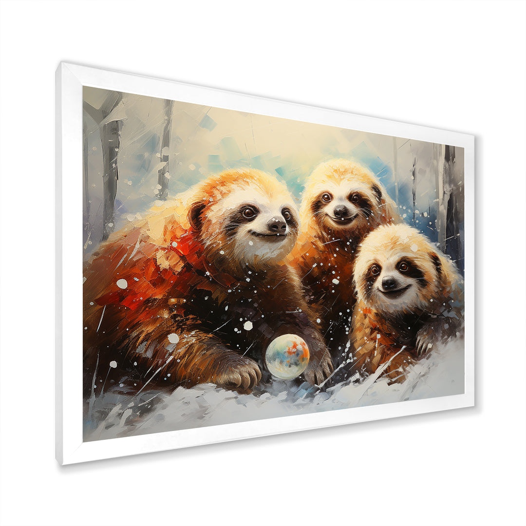 Brown Sloths winter - Brown Sloth Wall Art