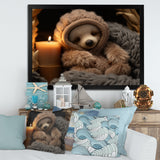 Brown Sloth Serenity sleep - Sloth Framed Canvas Art