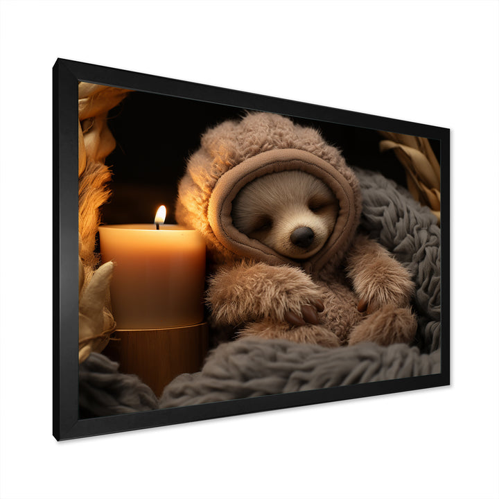 Brown Sloth Serenity sleep - Sloth Framed Canvas Art