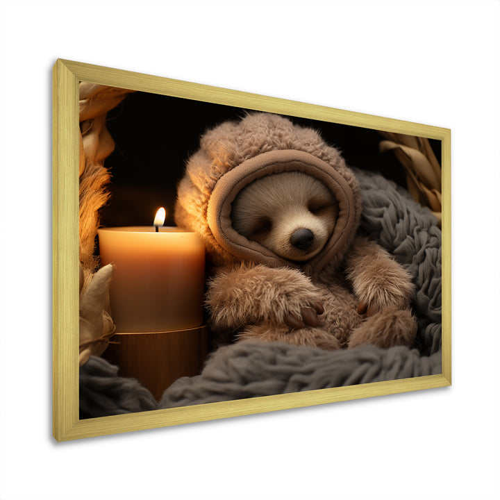 Brown Sloth Serenity sleep - Sloth Framed Canvas Art