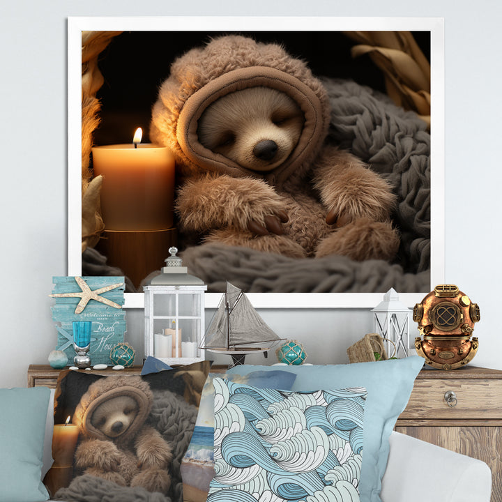 Brown Sloth Serenity sleep - Sloth Framed Canvas Art