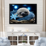 White and blue Sloth Serenity sleep - Sloth Home Decor Art