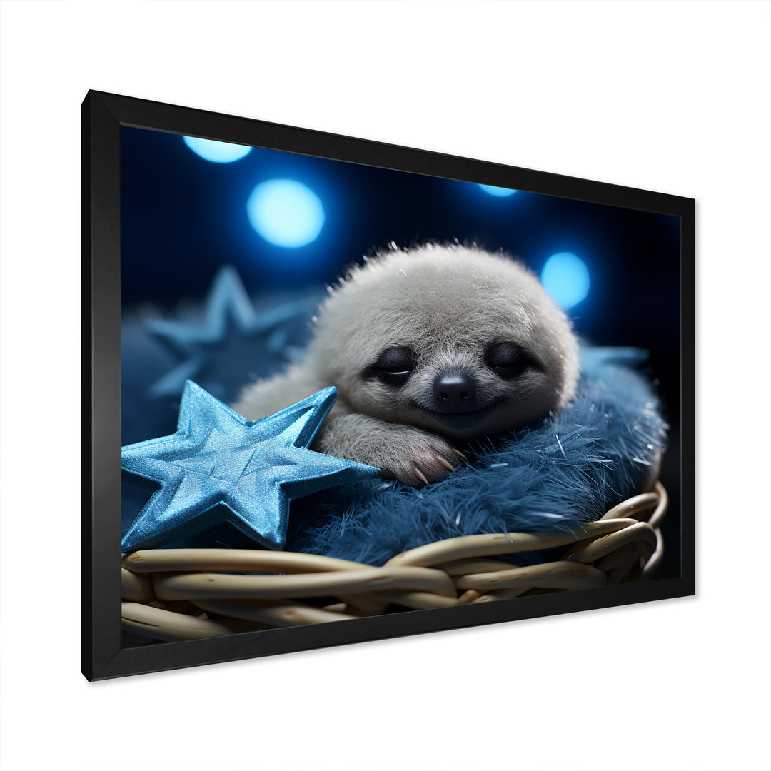 White and blue Sloth Serenity sleep - Sloth Home Decor Art