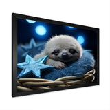 White and blue Sloth Serenity sleep - Sloth Home Decor Art