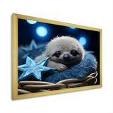 White and blue Sloth Serenity sleep - Sloth Home Decor Art
