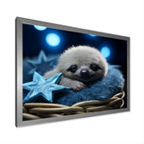 White and blue Sloth Serenity sleep - Sloth Home Decor Art