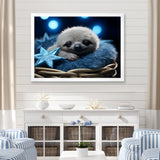 White and blue Sloth Serenity sleep - Sloth Home Decor Art