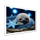 White and blue Sloth Serenity sleep - Sloth Home Decor Art