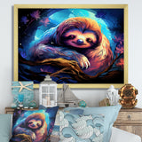 Blue and purple Sloth Serenity sleep - Sloth Living Room Wall Art