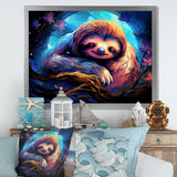 Blue and purple Sloth Serenity sleep - Sloth Living Room Wall Art