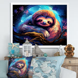 Blue and purple Sloth Serenity sleep - Sloth Living Room Wall Art