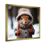 Squirrel with Hat in snow - Squirrel Canvas Wall Art