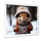 Squirrel with Hat in snow - Squirrel Canvas Wall Art