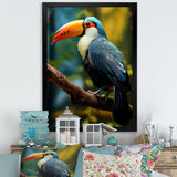 Blue and white Tropical Toucan jungle - Blue Toucan Wall Art