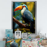 Blue and white Tropical Toucan jungle - Blue Toucan Wall Art
