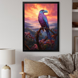 Pink and yellow Tropical Toucan jungle sunset - Toucan Framed Canvas Art