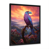 Pink and yellow Tropical Toucan jungle sunset - Toucan Framed Canvas Art