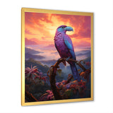 Pink and yellow Tropical Toucan jungle sunset - Toucan Framed Canvas Art